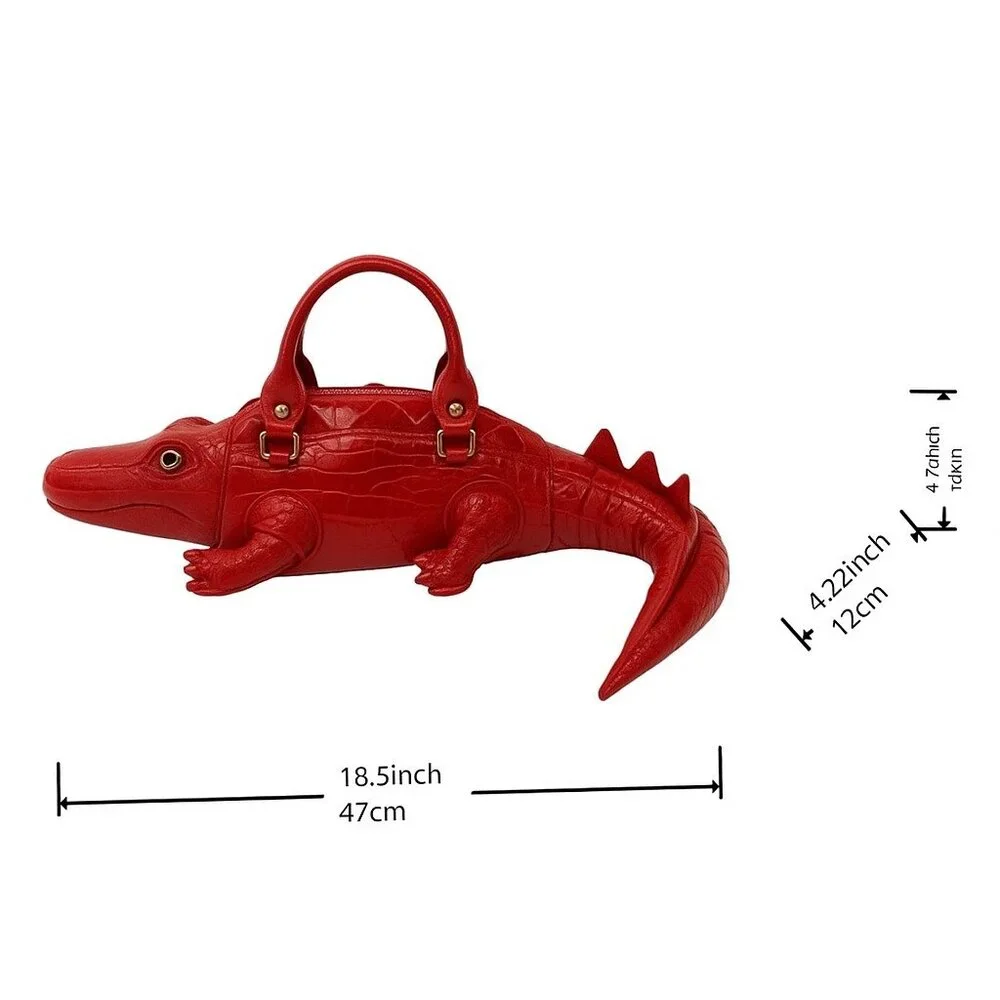 ❤️Red Crocodile Shaped Patent Leather Handbag w/strap  Best Mothers Day Gift! - Picture 6 of 7